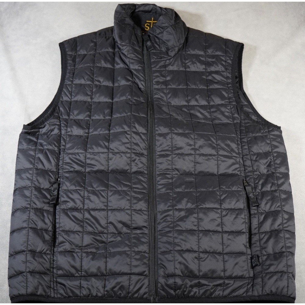 StS Ranchwear Western Quilted Vest Mens The Wesley Zip L Black Zip Pockets